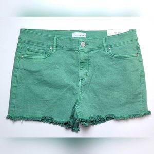 LOFT Green Frayed Hem Women Shorts